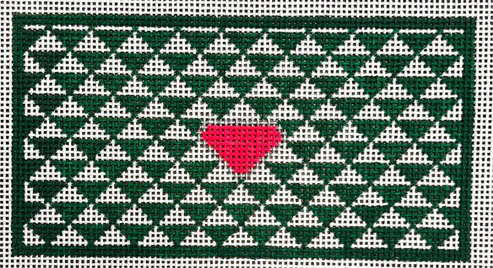 The Gingham Stitchery Maiden Lane Green & Pink Triangle Insert Needlepoint Canvas