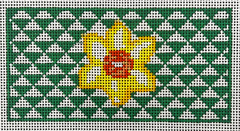 The Gingham Stitchery Maiden Lane Green Triangle Insert With Daffodil Needlepoint Canvas