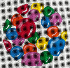 The Gingham Stitchery Maiden Lane Gumballs Round Needlepoint Canvas