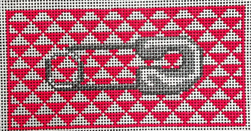 The Gingham Stitchery Maiden Lane Hot Pink Triangle Insert With Pin Needlepoint Canvas
