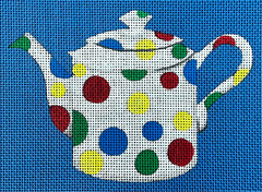The Gingham Stitchery Maiden Lane Polka Dot Tea Pot Needlepoint Canvas