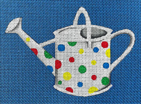 The Gingham Stitchery Maiden Lane Polka Dot Watering Can Needlepoint Canvas