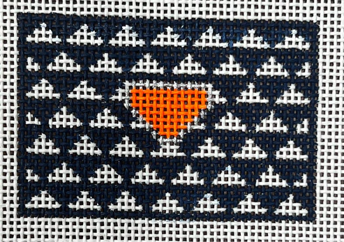 The Gingham Stitchery Maiden Lane Triangle Luggage Tag Navy Needlepoint Canvas