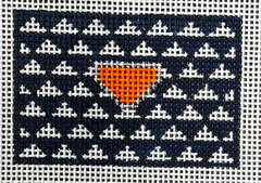 The Gingham Stitchery Maiden Lane Triangle Luggage Tag Navy Needlepoint Canvas