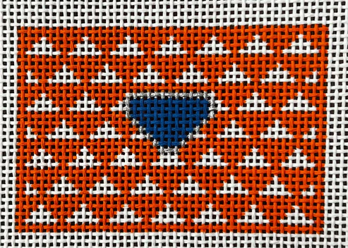 The Gingham Stitchery Maiden Lane Triangle Luggage Tag Orange Needlepoint Canvas
