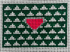 The Gingham Stitchery Maiden Lane Triangle Luggage Tag Pink & Green Needlepoint Canvas