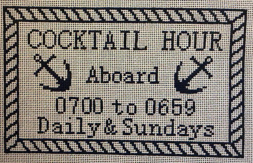 The Gingham Stitchery The Sheffield Collection Cocktail Hour Sign Needlepoint Canvas