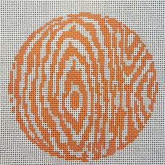 The Gingham Stitchery The Sheffield Collection Faux Bois Round Orange Needlepoint Canvas
