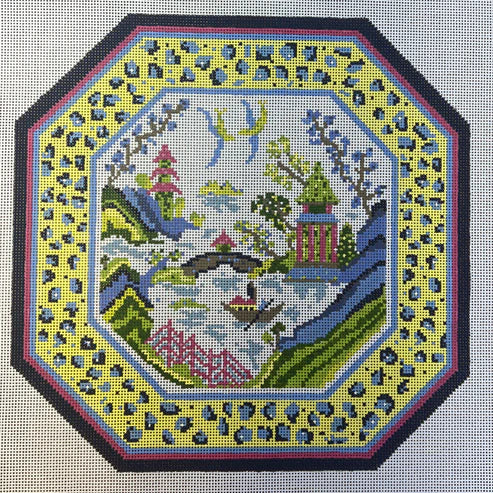 The Gingham Stitchery The Sheffield Collection Gaudy Willow Pillow Needlepoint Canvas