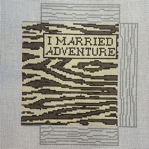 The Gingham Stitchery The Sheffield Collection I Married Adventure 3D Ornament Needlepoint Canvas