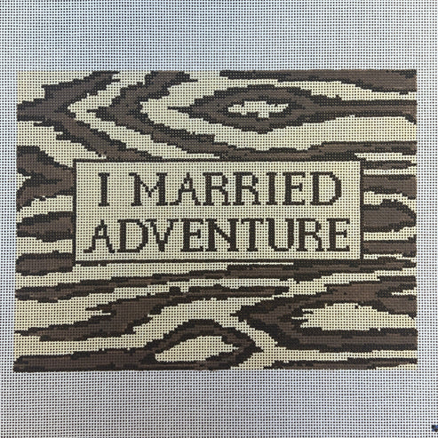 The Gingham Stitchery The Sheffield Collection I Married Adventure Clutch Needlepoint Canvas