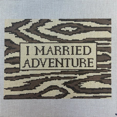 The Gingham Stitchery The Sheffield Collection I Married Adventure Clutch Needlepoint Canvas