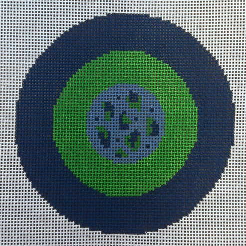 The Gingham Stitchery The Sheffield Collection Leo Bullseye Blue Needlepoint Canvas