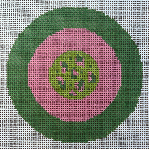 The Gingham Stitchery The Sheffield Collection Leo Bullseye Green Needlepoint Canvas
