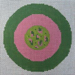 The Gingham Stitchery The Sheffield Collection Leo Bullseye Green Needlepoint Canvas