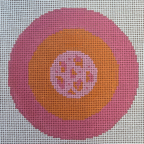 The Gingham Stitchery The Sheffield Collection Leo Bullseye Pink Needlepoint Canvas