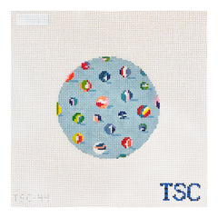 The Gingham Stitchery The Sheffield Collection Lost My Marbles Round Needlepoint Canvas