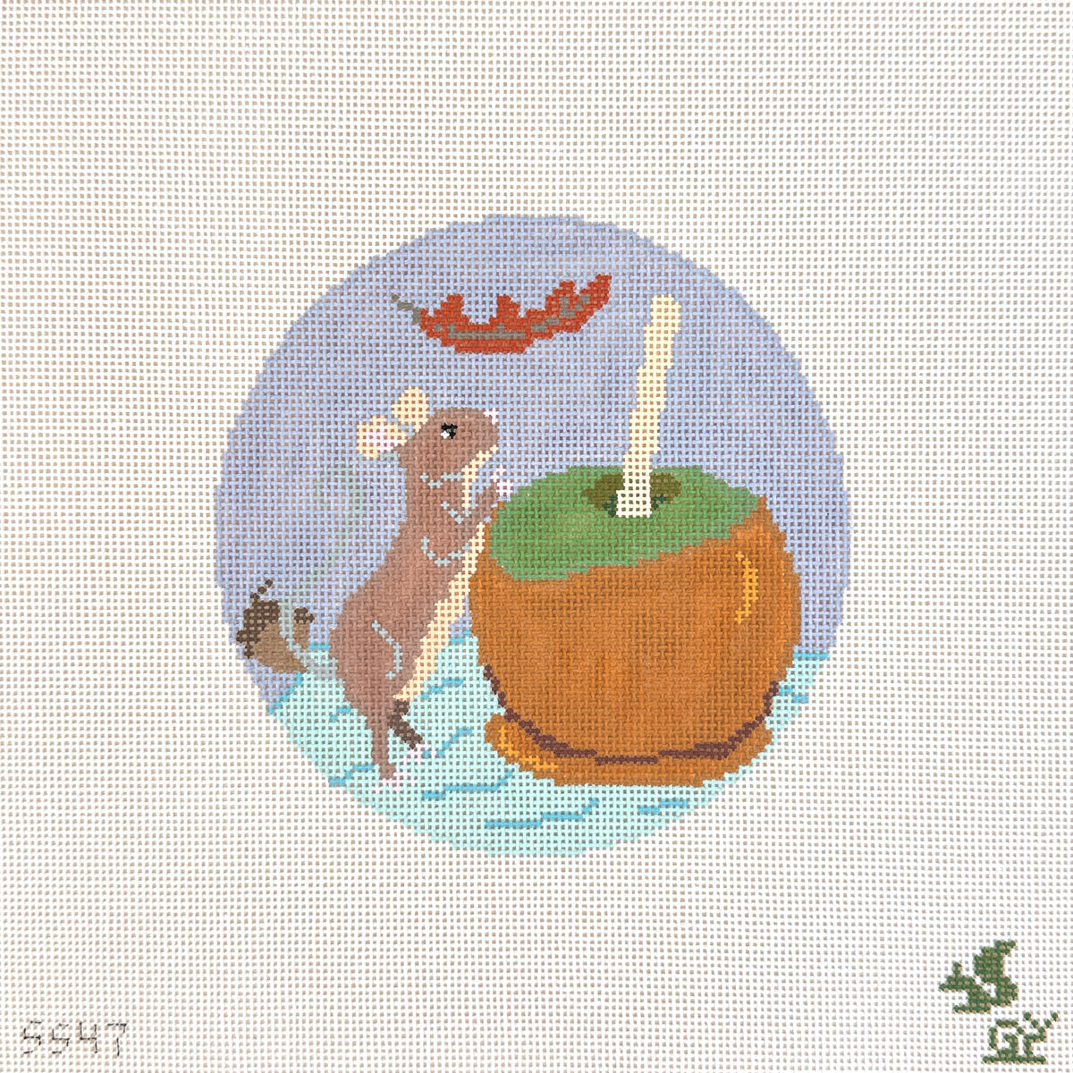 The Gingham Stitchery The Squirrel And The Snail Fall Sweets Mouse Needlepoint Canvas