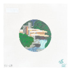 The Gingham Stitchery The Squirrel and The Snail Fallingwater Ornament Needlepoint Canvas