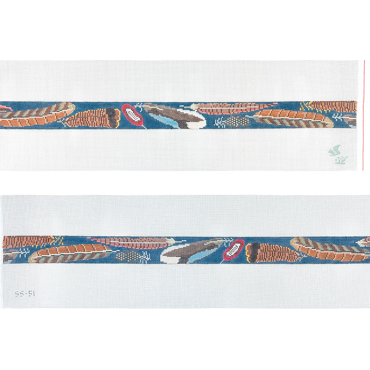 The Gingham Stitchery The Squirrel And The Snail Game Bird Feathers Belt Needlepoint Canvas