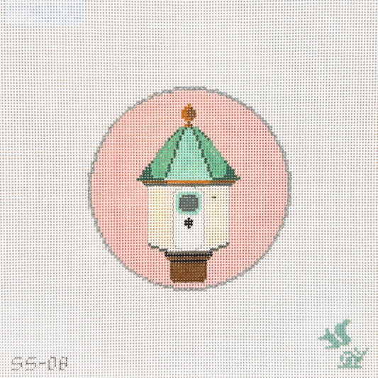 The Gingham Stitchery The Squirrel And The Snail Garden Icons Birdhouse Needlepoint Canvas