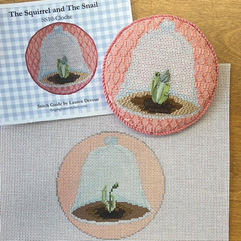 The Gingham Stitchery The Squirrel And The Snail Garden Icons Cloche Needlepoint Canvas