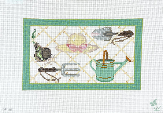 The Gingham Stitchery The Squirrel And The Snail Garden Icons On Trellis Needlepoint Canvas
