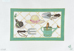 The Gingham Stitchery The Squirrel And The Snail Garden Icons On Trellis Needlepoint Canvas
