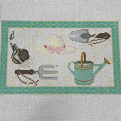 The Gingham Stitchery The Squirrel And The Snail Garden Icons On Trellis Needlepoint Canvas