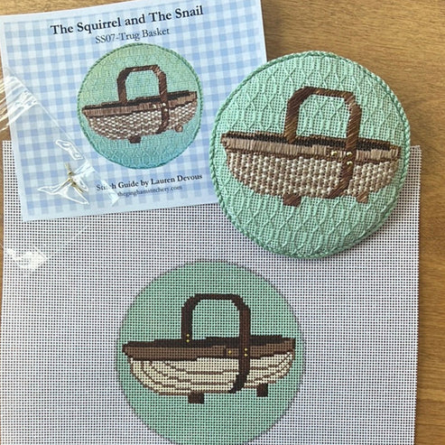 The Gingham Stitchery The Squirrel And The Snail Garden Icons Trug Basket Needlepoint Canvas