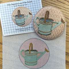 The Gingham Stitchery The Squirrel And The Snail Garden Icons Watering Can Needlepoint Canvas