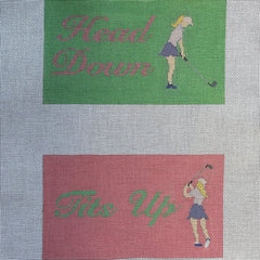 The Gingham Stitchery The Squirrel And The Snail Head Down, Tits Up Eyeglass Case Golf Needlepoint Canvas