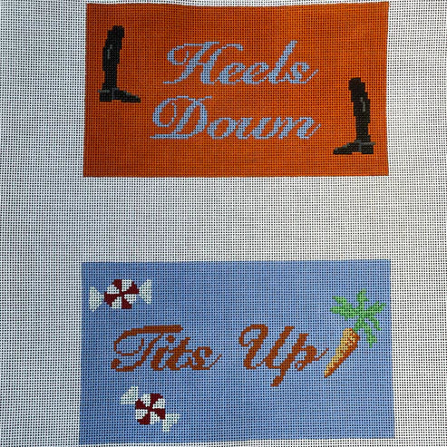 The Gingham Stitchery The Squirrel And The Snail Heels Down, Tits Up Eyeglass Case Equestrian Needlepoint Canvas