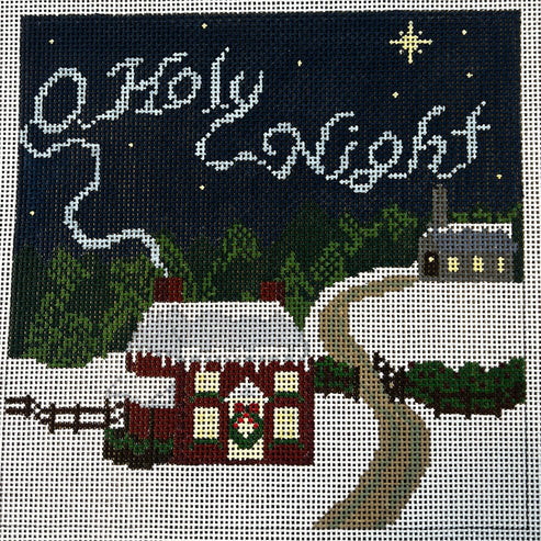 The Gingham Stitchery The Squirrel And The Snail O Holy Night Farmhouse Needlepoint Canvas
