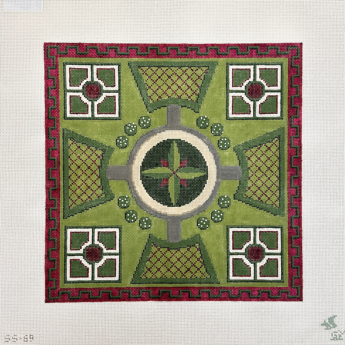 The Gingham Stitchery The Squirrel and The Snail Parterre at Christmas Needlepoint Canvas