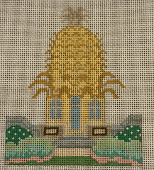 The Gingham Stitchery The Squirrel And The Snail Pineapple Garden Stand Needlepoint Canvas