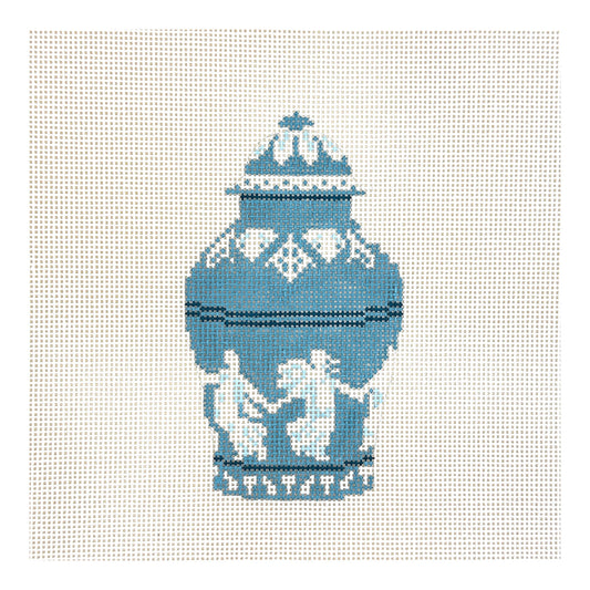 The Gingham Stitchery Kate Woodward Wedgwood Ginger Jar Needlepoint Canvas