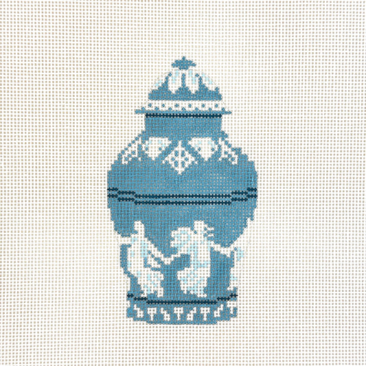 The Gingham Stitchery Wedgwood Ginger Jar Needlepoint Canvas