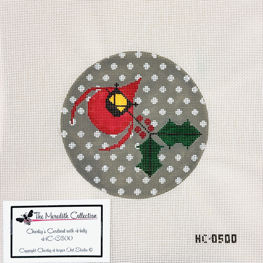 Charley Harper Cardinal with Holly Needlepoint Canvas