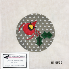 Charley Harper Cardinal with Holly Needlepoint Canvas
