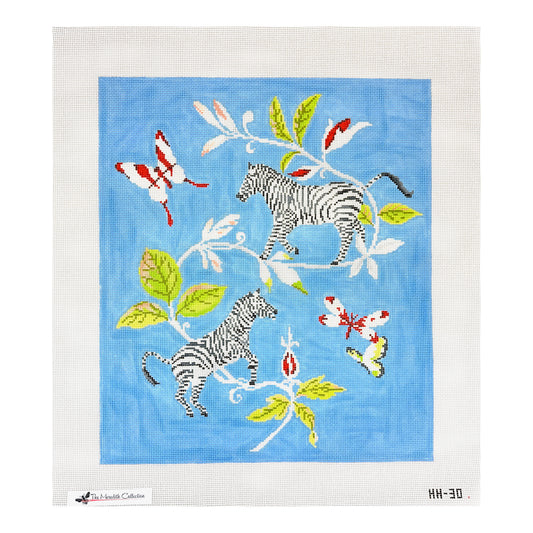 The Meredith Collection Harrison Howard Zebras At Play Needlepoint Canvas