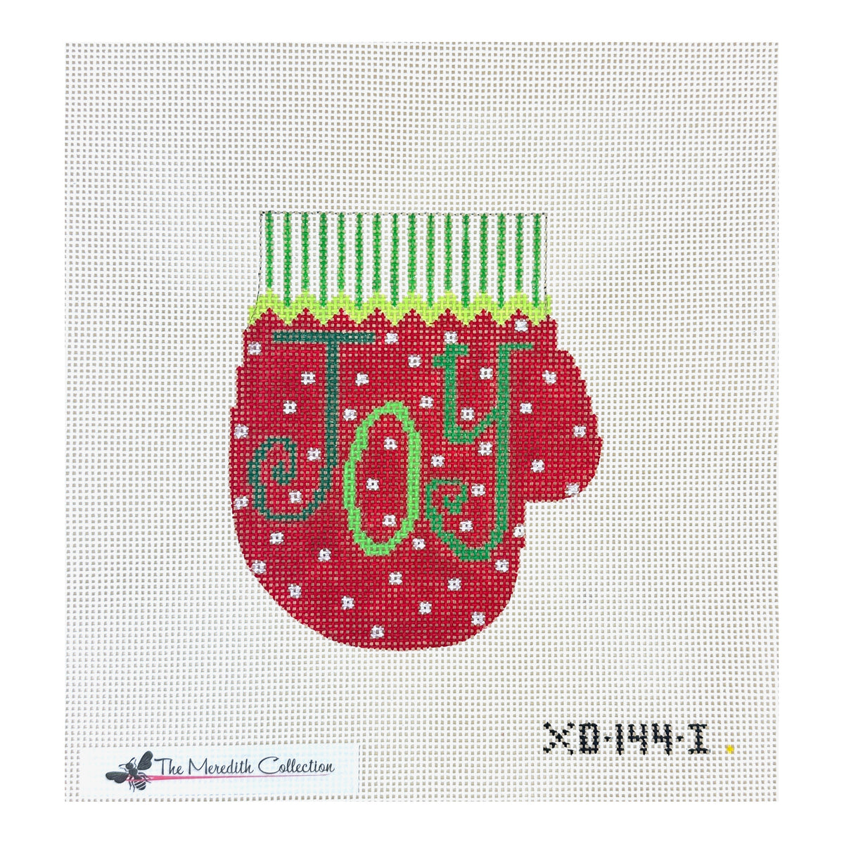 The Meredith Collection Joy Mitten Ornament Needlepoint Canvas