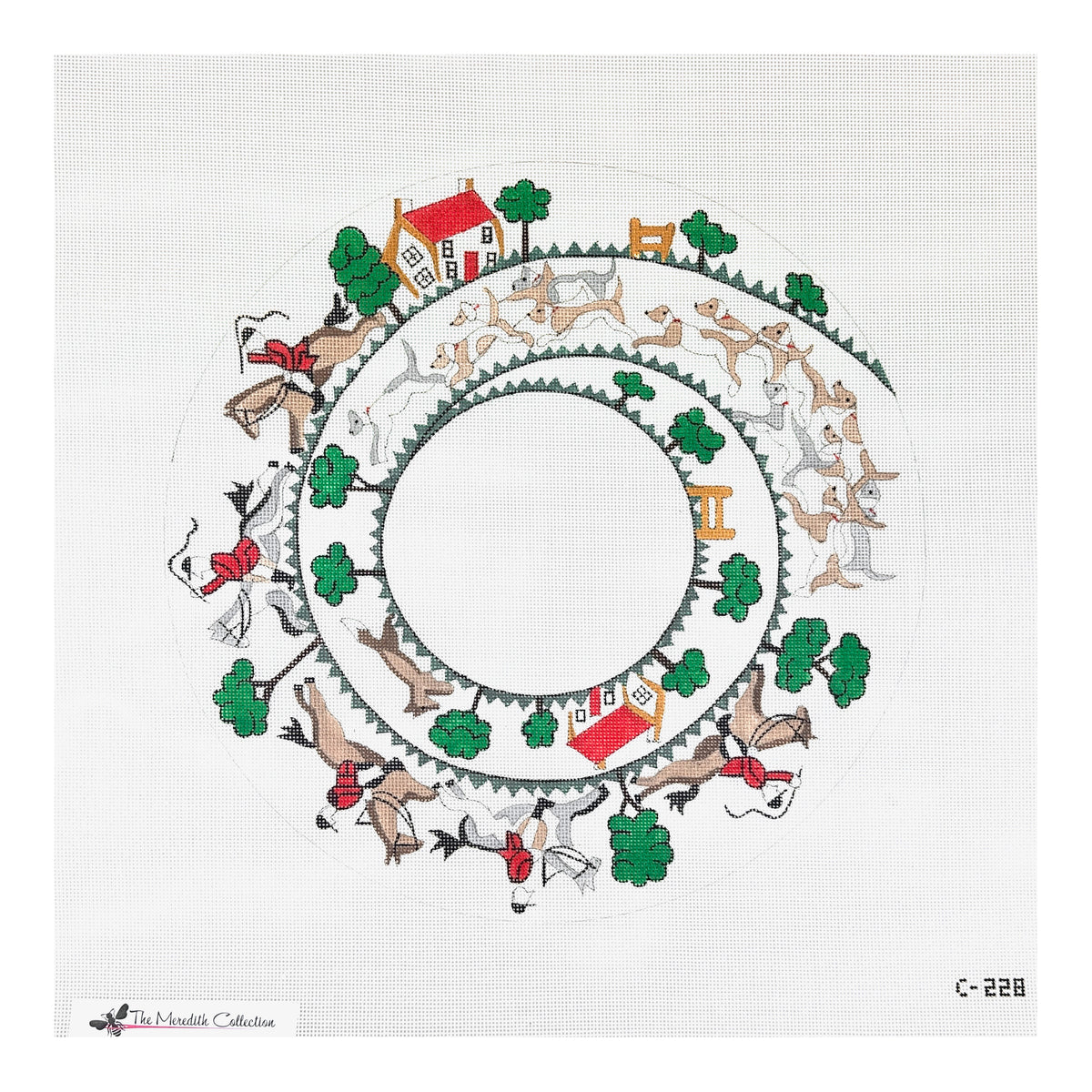 The Meredith Collection Spiral Hunt Needlepoint Canvas