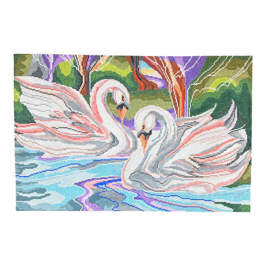 The Meredith Collection Treglown Designs Swans Needlepoint Canvas