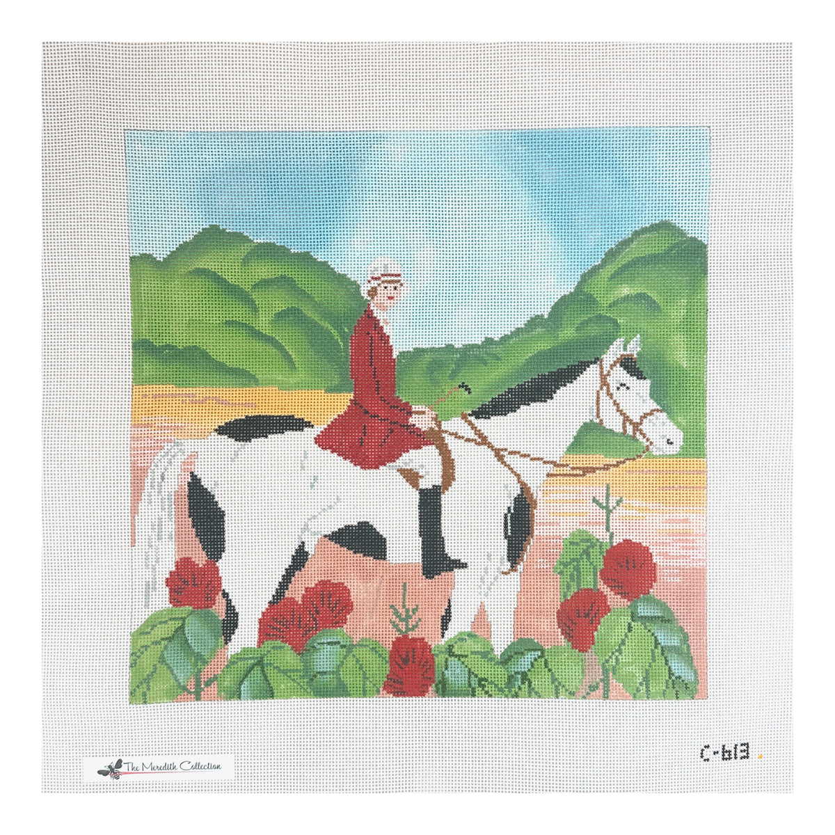 The Meredith Collection Vintage Girl On Horse Needlepoint Canvas