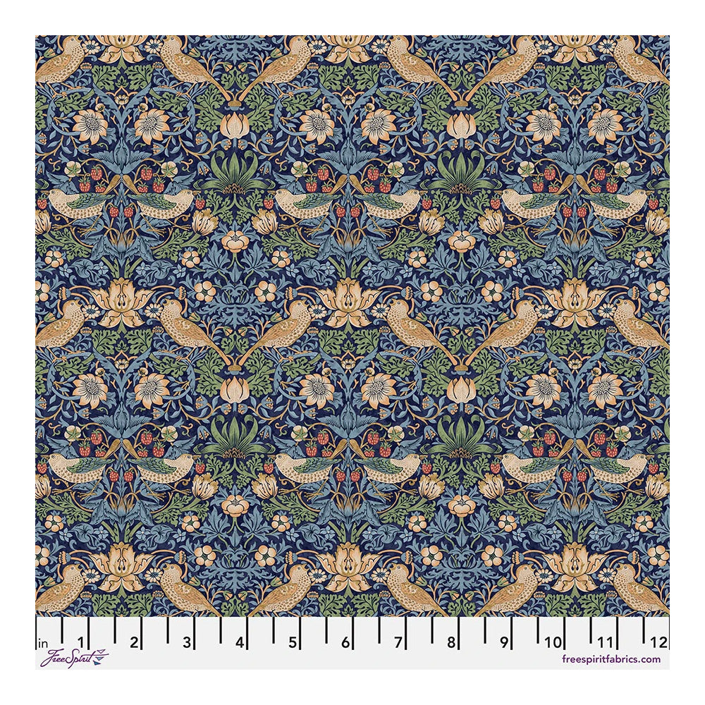 The Original Morris & Co Fabric Mini Strawberry Thief - Navy
