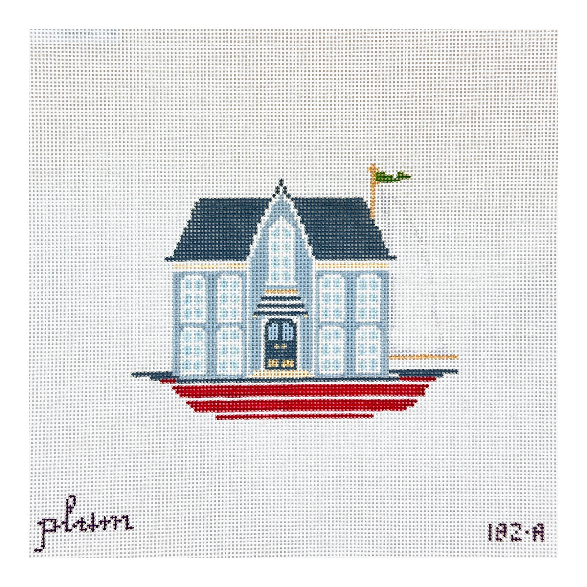 The Plum Stitchery American Gothic House Boat Needlepoint Canvas