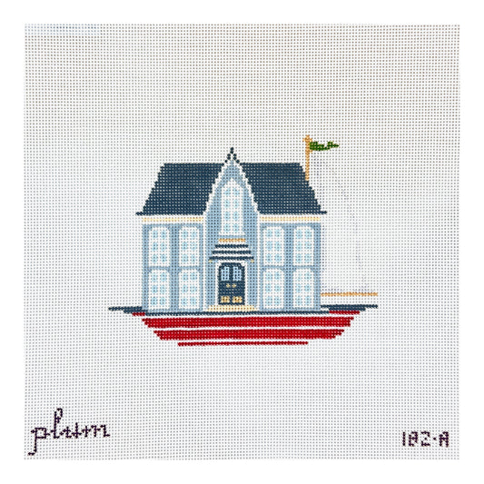 The Plum Stitchery American Gothic House Boat Needlepoint Canvas