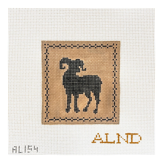 The Plum Stitchery Amy Lewandowski Big Horn Silhouette Needlepoint Canvas