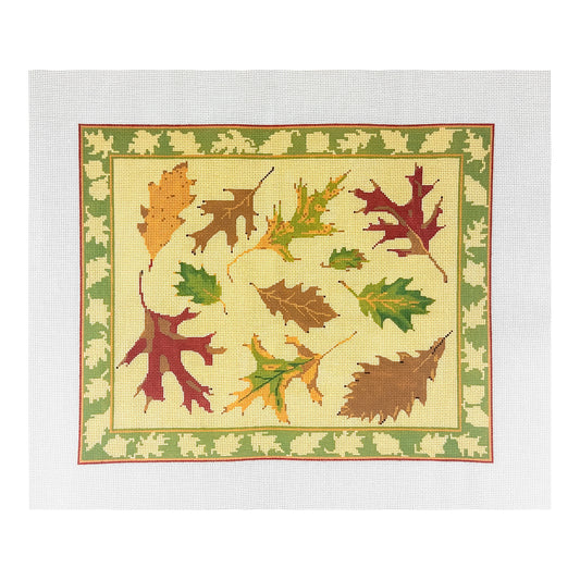 The Plum Stitchery Amy Lewandowski Oak Leaves Needlepoint Canvas